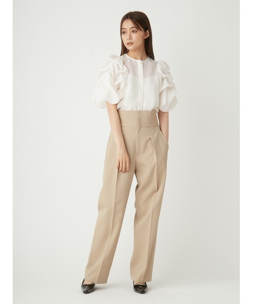 FRAY I.D（フレイアイディー）の「ドライクロスハイウエストパンツ（スラックス・レディース・レッド/ブラック/ベージュ・0/1）」の14枚目の写真