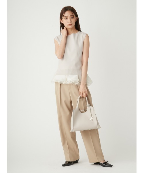 FRAY I.D（フレイアイディー）の「ドライクロスハイウエストパンツ（スラックス・レディース・レッド/ブラック/ベージュ・0/1）」の16枚目の写真