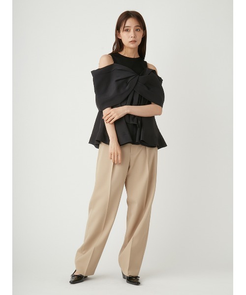 FRAY I.D（フレイアイディー）の「ドライクロスハイウエストパンツ（スラックス・レディース・レッド/ブラック/ベージュ・0/1）」の18枚目の写真