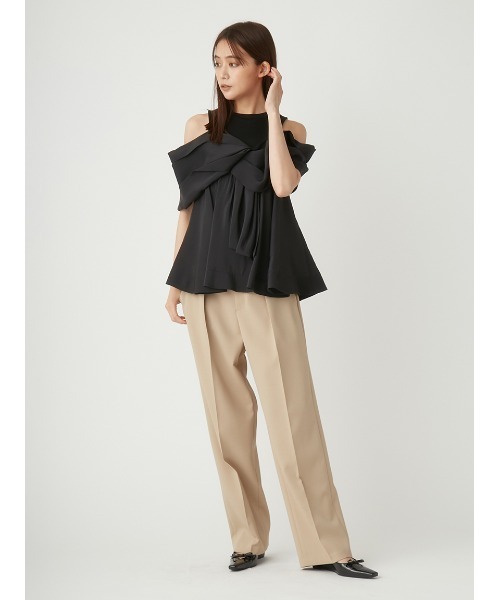 FRAY I.D（フレイアイディー）の「ドライクロスハイウエストパンツ（スラックス・レディース・レッド/ブラック/ベージュ・0/1）」の19枚目の写真