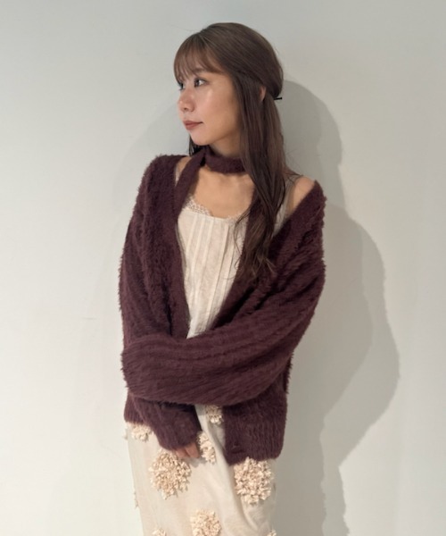 【LILY BROWN】シャギーニットカーディガン リリーブラウン LILY BROWN シャギーニットカーディガン （WHT） -靴