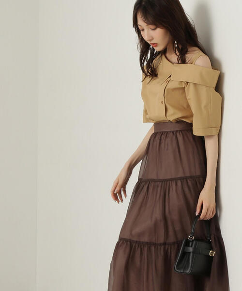 PROPORTION BODY DRESSING（プロポーションボディドレッシング）の「アシンメトリー５分袖シャツブラウス / 1214210505（シャツ/ブラウス・レディース・グレー/ベージュ系その他/レッド・FREE）」の16枚目の写真