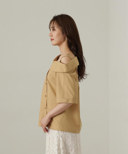 PROPORTION BODY DRESSING（プロポーションボディドレッシング）の「アシンメトリー５分袖シャツブラウス / 1214210505（シャツ/ブラウス・レディース・グレー/ベージュ系その他/レッド・FREE）」の18枚目の写真