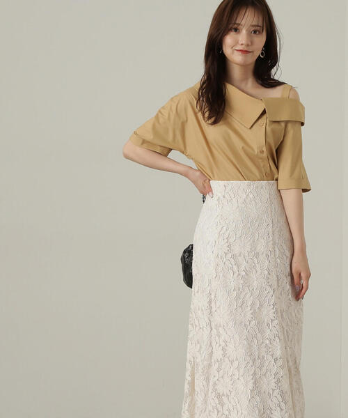 PROPORTION BODY DRESSING（プロポーションボディドレッシング）の「アシンメトリー５分袖シャツブラウス / 1214210505（シャツ/ブラウス・レディース・グレー/ベージュ系その他/レッド・FREE）」の2枚目の写真