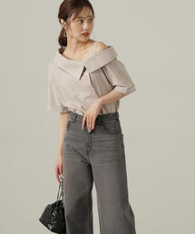 PROPORTION BODY DRESSING | アシンメトリー５分袖シャツブラウス / 1214210505(シャツ/ブラウス)