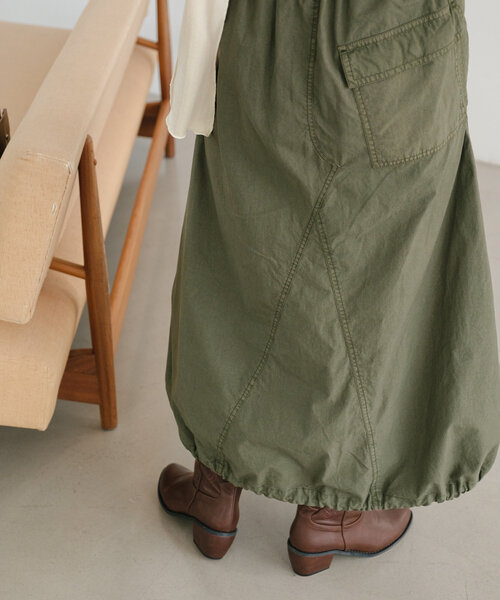 Kastane(カスタネ)の「【2サイズ展開】オーバーダイパラシュートスカート(スカート・レディース・チャコールグレー/カーキ・0/1)」の16枚目の写真