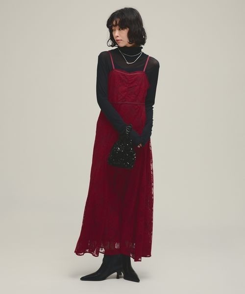 eL(エル)の「【eL】Lace Patchwork Tight One-piece/147524(ワンピース・レディース・ブラック/アイボリー/レッド・FREE)」の3枚目の写真