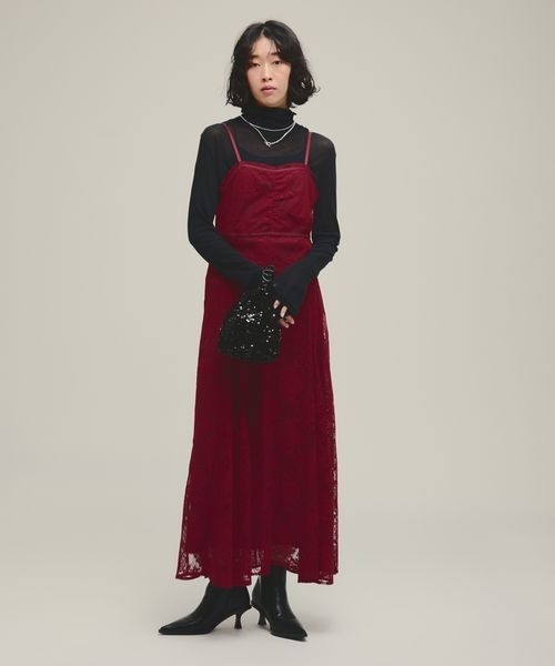 eL(エル)の「【eL】Lace Patchwork Tight One-piece/147524(ワンピース・レディース・ブラック/アイボリー/レッド・FREE)」の9枚目の写真