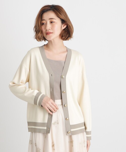 grove（グローブ）の「◇バイカラーVネックカーディガン（カーディガン