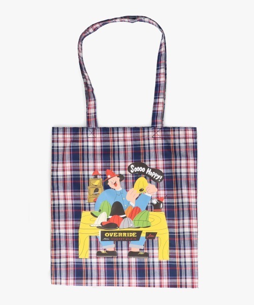 OVERRIDE（オーバーライド）の「MONKEY STUDIO X OVERRIDE TOTE BAG / オーバーライド（トートバッグ・レディース・キャメル/ブルー/ネイビー・FREE）」の2枚目の写真