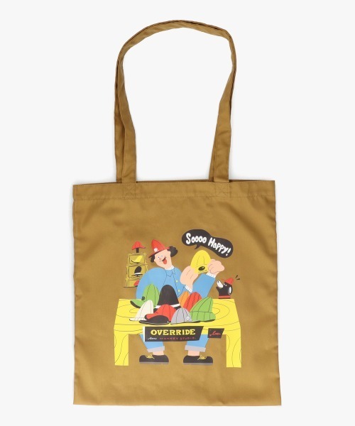 OVERRIDE（オーバーライド）の「MONKEY STUDIO X OVERRIDE TOTE BAG / オーバーライド（トートバッグ・レディース・キャメル/ブルー/ネイビー・FREE）」の8枚目の写真