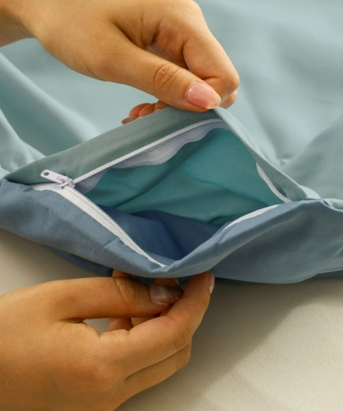 バイカラー カラフル 防ダニ ベッドカバー 枕カバー 寝具 4点セット / ダブル（寝具）｜iellio（イエリオ）