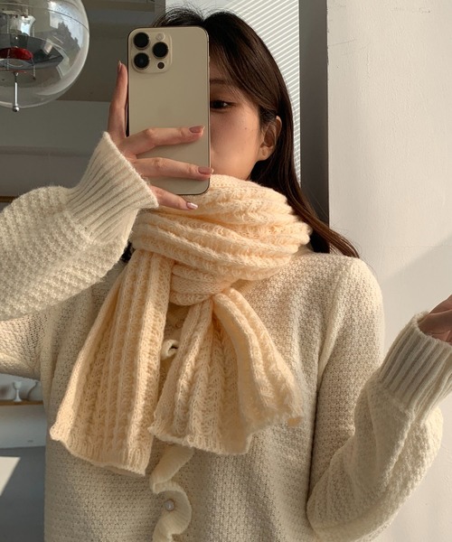 SHEPP（シープ）の「ワッフル編み ボリュームロングマフラー（マフラー