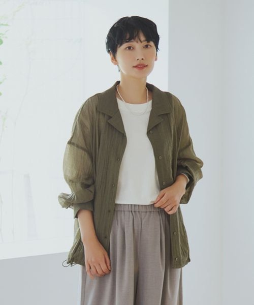 studio CLIP（スタディオクリップ）の「シアー楊柳ブルゾン（ナイロンジャケット・レディース・ブラック/カーキ/ベージュ・FREE）」の3枚目の写真