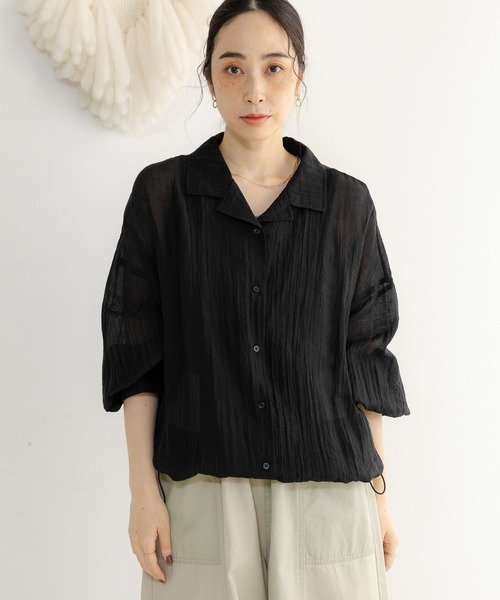 studio CLIP（スタディオクリップ）の「シアー楊柳ブルゾン（ナイロンジャケット・レディース・ブラック/カーキ/ベージュ・FREE）」の11枚目の写真