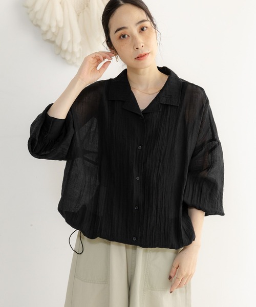 studio CLIP（スタディオクリップ）の「シアー楊柳ブルゾン（ナイロンジャケット・レディース・ブラック/カーキ/ベージュ・FREE）」の12枚目の写真