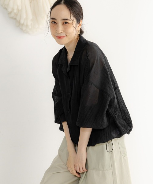 studio CLIP（スタディオクリップ）の「シアー楊柳ブルゾン（ナイロンジャケット・レディース・ブラック/カーキ/ベージュ・FREE）」の13枚目の写真