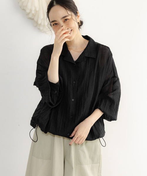 studio CLIP（スタディオクリップ）の「シアー楊柳ブルゾン（ナイロンジャケット・レディース・ブラック/カーキ/ベージュ・FREE）」の14枚目の写真