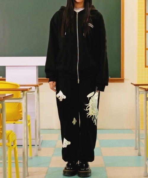 韓国 メンズ 秋冬 袖ロゴ ジップ パーカー 長袖 ホワイト（FILA フィラ  