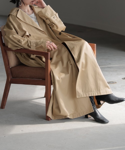 HUG.U（ハグユー）の「ライトトレンチコート（トレンチコート・レディース・ブラック/ナチュラル/セージグリーン・FREE）」の9枚目の写真