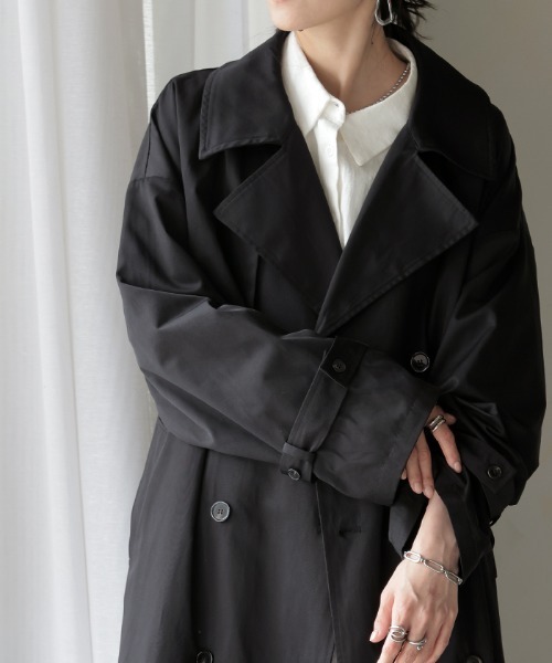 HUG.U（ハグユー）の「ライトトレンチコート（トレンチコート・レディース・ブラック/ナチュラル/セージグリーン・FREE）」の18枚目の写真