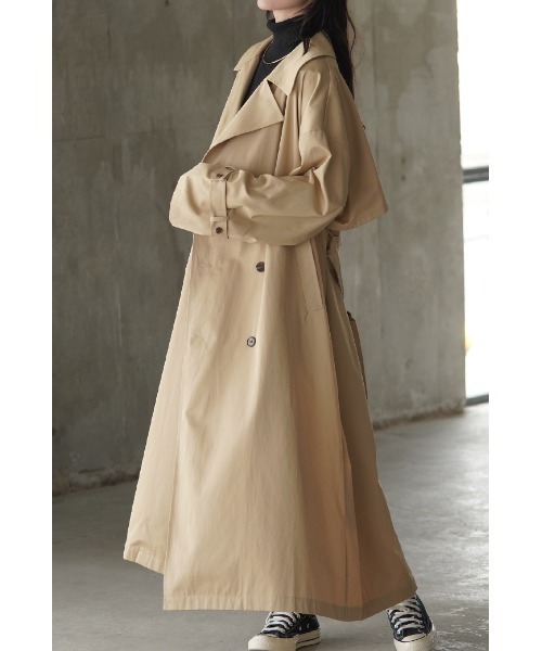 HUG.U（ハグユー）の「ライトトレンチコート（トレンチコート・レディース・ブラック/ナチュラル/セージグリーン・FREE）」の7枚目の写真