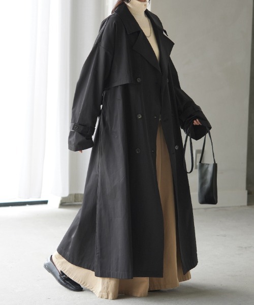 HUG.U（ハグユー）の「ライトトレンチコート（トレンチコート・レディース・ブラック/ナチュラル/セージグリーン・FREE）」の14枚目の写真