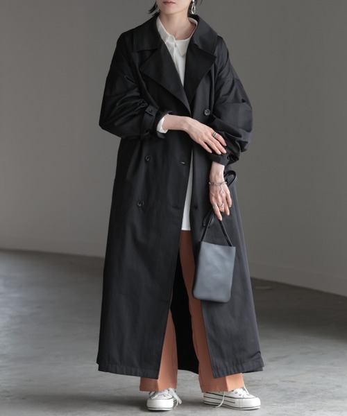 HUG.U（ハグユー）の「ライトトレンチコート（トレンチコート・レディース・ブラック/ナチュラル/セージグリーン・FREE）」の15枚目の写真