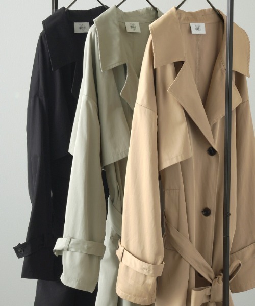 HUG.U（ハグユー）の「ライトトレンチコート（トレンチコート・レディース・ブラック/ナチュラル/セージグリーン・FREE）」の19枚目の写真