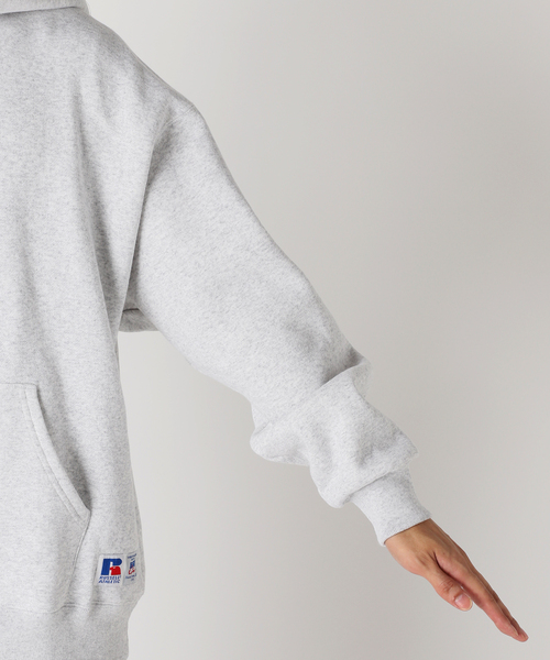 RUSSELL(ラッセル)の「【RUSSELL ATHLETIC】別注 カットオフネックパーカー(パーカー・メンズ・ホワイト×ホワイト/レッド/ライトグレー・LARGE/MEDIUM)」の8枚目の写真