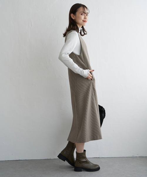 ikka(イッカ)の「Vネックジャンパースカート(ジャンパースカート・レディース・ダークブラウン/ライトグレー/ブラウン系その他/ブラック・L/M/S)」の22枚目の写真