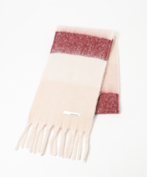 mysty woman（ミスティウーマン）の「ブークレーボーダーマフラー  127375（マフラー・レディース・グレー/ピンク/ブラウン系その他・FREE）」の6枚目の写真