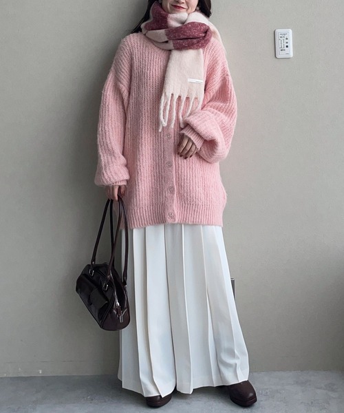 mysty woman（ミスティウーマン）の「ブークレーボーダーマフラー  127375（マフラー・レディース・グレー/ピンク/ブラウン系その他・FREE）」の17枚目の写真