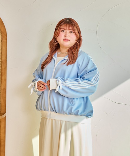 Louiosy(ルオシー)の「【大きいサイズ】リボントラックジャケット(Tシャツ/カットソー・レディース・ネイビー/ライトブルー・3L/4L)」の4枚目の写真