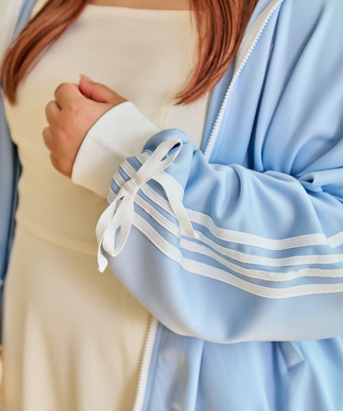 Louiosy(ルオシー)の「【大きいサイズ】リボントラックジャケット(Tシャツ/カットソー・レディース・ネイビー/ライトブルー・3L/4L)」の7枚目の写真