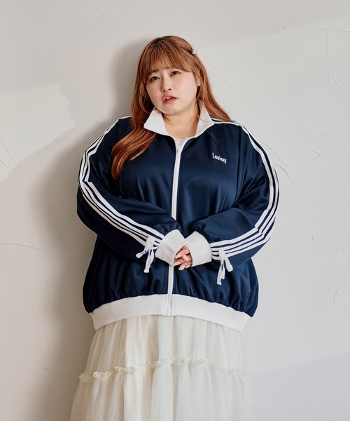 Louiosy(ルオシー)の「【大きいサイズ】リボントラックジャケット(Tシャツ/カットソー・レディース・ネイビー/ライトブルー・3L/4L)」の11枚目の写真