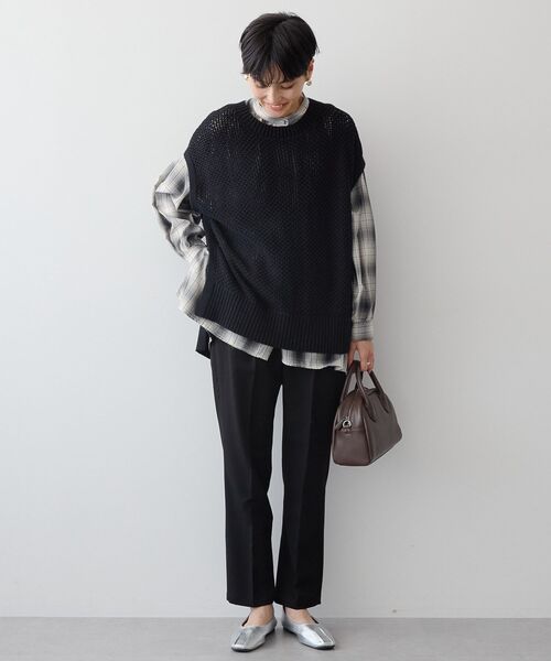 A9◇美品！23区 美脚効果抜群！テーパードパンツ グレー 44 XL 日本製 大きいサイズ ストレッチ 春 秋 冬 オンワード樫山