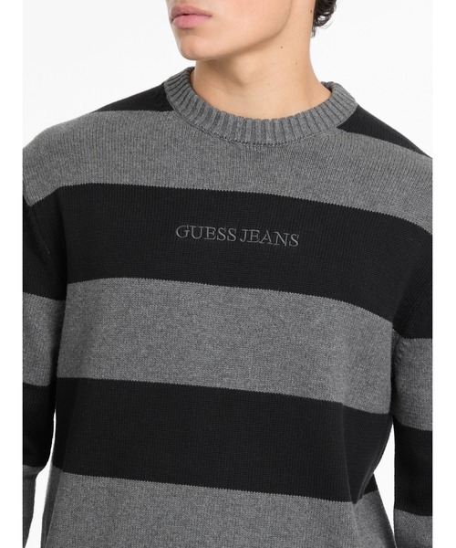 GUESS JEANS（ゲスジーンズ）の「GUESS JEANS Ls Cn Striped Sweater ニット セーター（ニット/セーター・メンズ・グリーン系その他/ホワイト系その他/ブラック×グレー・LARGE/MEDIUM/X-LARGE/SMALL）」の17枚目の写真