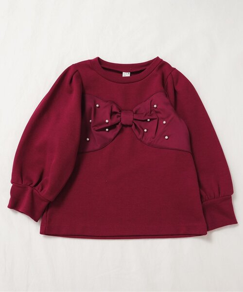 apres les cours（アプレレクール）の「【WEB限定】フロントリボンパールトレーナー（スウェット・キッズ・エンジ/アイボリー/ブラック・140/130/120/110/100/90/80）」の3枚目の写真