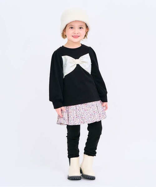 apres les cours（アプレレクール）の「【WEB限定】フロントリボンパールトレーナー（スウェット・キッズ・エンジ/アイボリー/ブラック・140/130/120/110/100/90/80）」の4枚目の写真