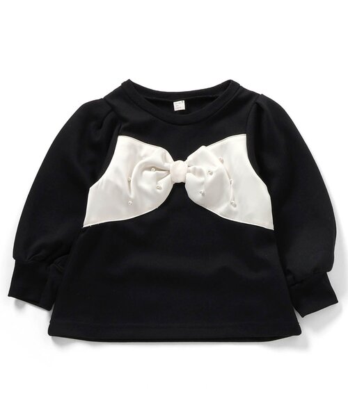 apres les cours（アプレレクール）の「【WEB限定】フロントリボンパールトレーナー（スウェット・キッズ・エンジ/アイボリー/ブラック・140/130/120/110/100/90/80）」の8枚目の写真