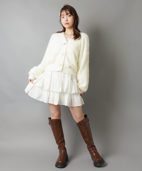 SPINNS(スピンズ)の「待望の再入荷★【軽やかな素材で、ふんわり可愛い♪】フリルティアードミニスカート / インナーパンツ付き(スカート・レディース・ブラック/ホワイト/ベージュ/サックスブルー・ONESIZE)」の12枚目の写真