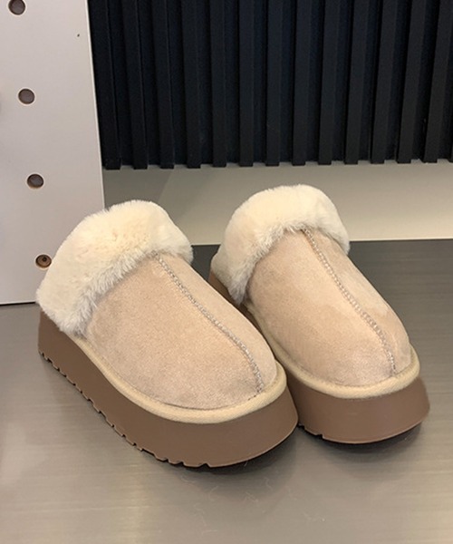 MEMECLE（メメクル）の「【 MEMECLE / メメクル 】厚底 ファースリッポン ムートンブーツ（スリッポン・レディース・アイボリー/ブラウン/ブラック・L/M/S）」の9枚目の写真