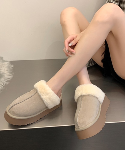 MEMECLE（メメクル）の「【 MEMECLE / メメクル 】厚底 ファースリッポン ムートンブーツ（スリッポン・レディース・アイボリー/ブラウン/ブラック・L/M/S）」の5枚目の写真