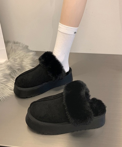 MEMECLE（メメクル）の「【 MEMECLE / メメクル 】厚底 ファースリッポン ムートンブーツ（スリッポン・レディース・アイボリー/ブラウン/ブラック・L/M/S）」の10枚目の写真