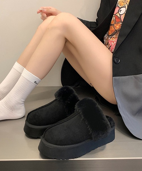 MEMECLE（メメクル）の「【 MEMECLE / メメクル 】厚底 ファースリッポン ムートンブーツ（スリッポン・レディース・アイボリー/ブラウン/ブラック・L/M/S）」の12枚目の写真