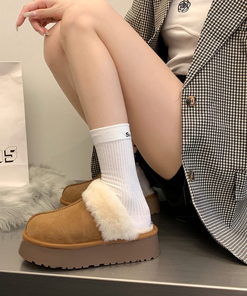 MEMECLE（メメクル）の「【 MEMECLE / メメクル 】厚底 ファースリッポン ムートンブーツ（スリッポン・レディース・アイボリー/ブラウン/ブラック・L/M/S）」の15枚目の写真