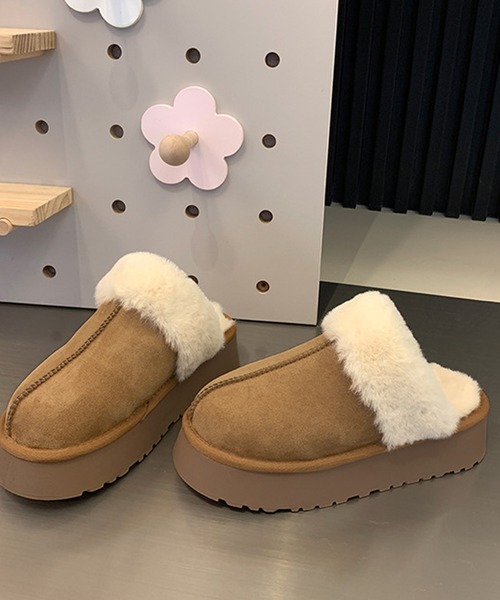 MEMECLE（メメクル）の「【 MEMECLE / メメクル 】厚底 ファースリッポン ムートンブーツ（スリッポン・レディース・アイボリー/ブラウン/ブラック・L/M/S）」の16枚目の写真