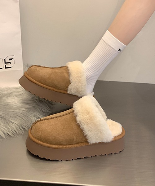 MEMECLE（メメクル）の「【 MEMECLE / メメクル 】厚底 ファースリッポン ムートンブーツ（スリッポン・レディース・アイボリー/ブラウン/ブラック・L/M/S）」の19枚目の写真