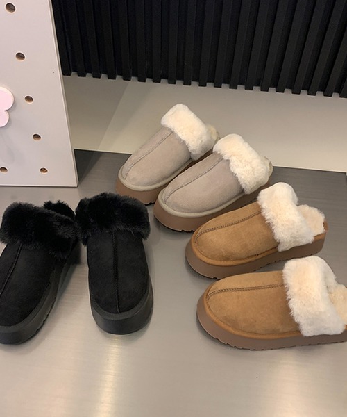 MEMECLE（メメクル）の「【 MEMECLE / メメクル 】厚底 ファースリッポン ムートンブーツ（スリッポン・レディース・アイボリー/ブラウン/ブラック・L/M/S）」の20枚目の写真